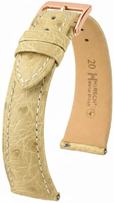 Cinturino in pelle Hirsch Massai Ostrich L 04262090-7, beige, pelle di struzzo, lunghezza L, Quick Release