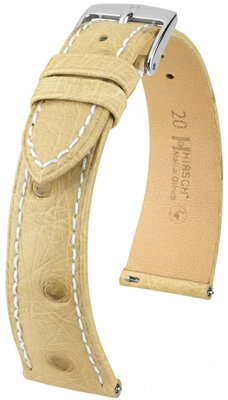 Cinturino in pelle Hirsch Massai Ostrich L 04262091-2, beige, pelle di struzzo, lunghezza L, sgancio rapido