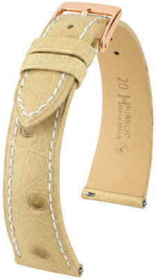 Cinturino in pelle Hirsch Massai Ostrich L 04262091-7, beige, pelle di struzzo, lunghezza L, Quick Release