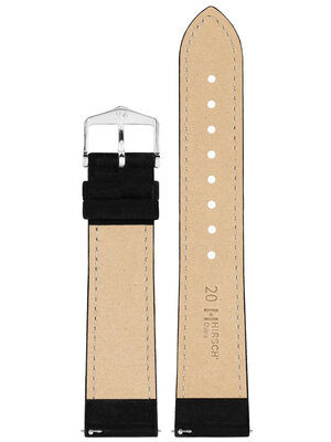 Cinturino in pelle Hirsch Osiris Nubuk 03433150-2, nero, vitello, lunghezza M, Quick Release