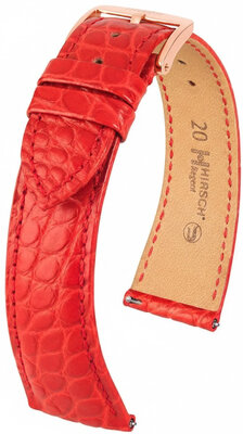 Cinturino in pelle Hirsch Regent 04107129-7, rosso, pelle di alligatore, Quick Release
