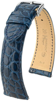 Cinturino in pelle Hirsch Regent 04107189-2, blu, pelle di alligatore, Quick Release