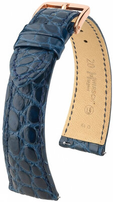 Cinturino in pelle Hirsch Regent 04107189-7, blu, pelle di alligatore, Quick Release