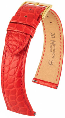 Cinturino in pelle Hirsch Regent L 04107029-1, rosso, pelle di alligatore, lunghezza L, sgancio rapido