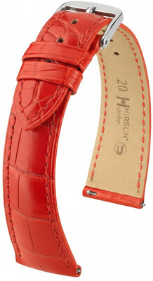 Cinturino in pelle Hirsch London L 04207029-2, rosso, pelle di alligatore, lunghezza L, Quick Release