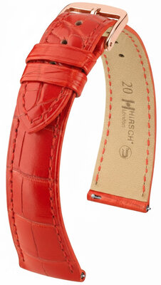 Cinturino in pelle Hirsch London L 04207029-7, rosso, pelle di alligatore, lunghezza L, Quick Release