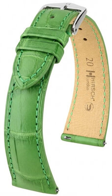 Cinturino in pelle Hirsch London L 04207042-2, verde, pelle di alligatore, lunghezza L, Quick Release