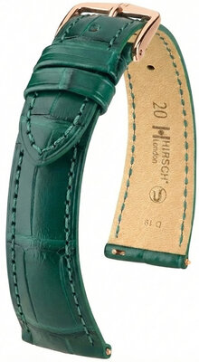 Cinturino in pelle Hirsch London L 04207049-7, verde, pelle di alligatore, lunghezza L, Quick Release