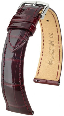 Cinturino in pelle Hirsch London L 04207060-2, rosso, pelle di alligatore, lunghezza L, Quick Release