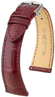 Cinturino in pelle Hirsch London L 04207069-2, rosso, pelle di alligatore, lunghezza L, Quick Release