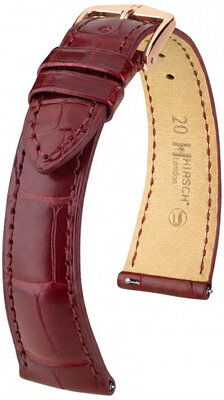 Cinturino in pelle Hirsch London L 04207069-7, rosso, pelle di alligatore, lunghezza L, Quick Release