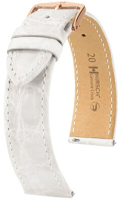 Cinturino in pelle Hirsch Genuine Croco 01808100-7, bianco, pelle di coccodrillo, Quick Release