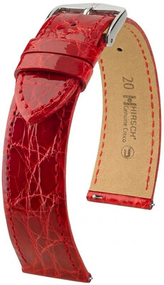 Cinturino in pelle Hirsch Genuine Croco 01808120-2, rosso, pelle di coccodrillo, Quick Release