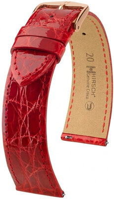 Cinturino in pelle Hirsch Genuine Croco 01808120-7, rosso, pelle di coccodrillo, Quick Release