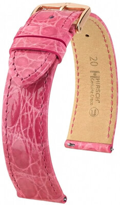 cinturino in pelle Hirsch Genuine Croco L 01808025-7, rosa, pelle di coccodrillo, lunghezza L, Quick Release
