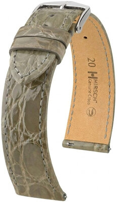 cinturino in pelle Hirsch Genuine Croco L 01808030-2, grigio, pelle di coccodrillo, lunghezza L, Quick Release