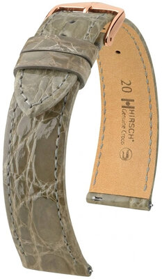 cinturino in pelle Hirsch Genuine Croco L 01808030-7, grigio, pelle di coccodrillo, lunghezza L, Quick Release