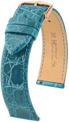 cinturino in pelle Hirsch Genuine Croco L 01808083-7, blu, pelle di coccodrillo, lunghezza L, Quick Release