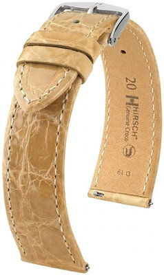 cinturino in pelle Hirsch Genuine Croco L 01808090-2, beige, pelle di coccodrillo, lunghezza L, Quick Release