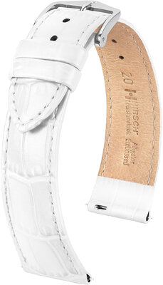 cinturino in pelle Hirsch Louisianalook L 03427000-2, bianco, pelle di vitello, lunghezza L, Quick Release