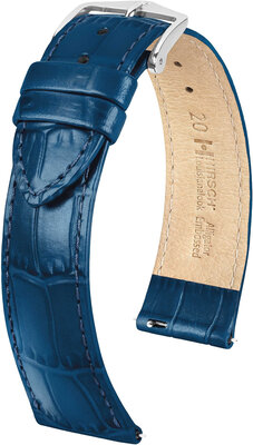 cinturino in pelle Hirsch Louisianalook L 03427080-2, blu, pelle di vitello, lunghezza L, Quick Release