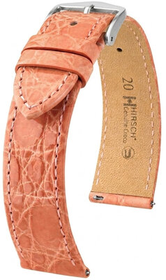 Cinturino in pelle Hirsch Genuine Croco 01808122-2, rosa, pelle di coccodrillo, Quick Release
