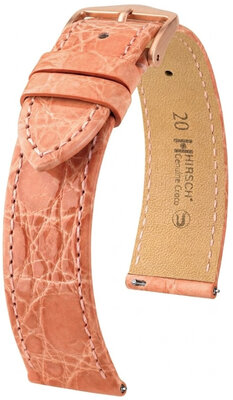Cinturino in pelle Hirsch Genuine Croco 01808122-7, rosa, pelle di coccodrillo, Quick Release
