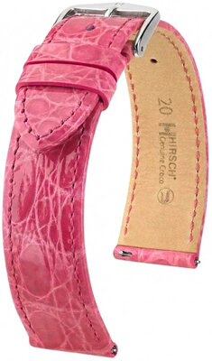 Cinturino in pelle Hirsch Genuine Croco 01808125-2, rosa, pelle di coccodrillo, Quick Release