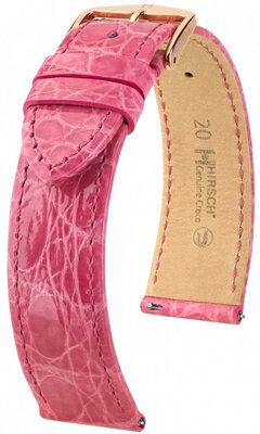 Cinturino in pelle Hirsch Genuine Croco 01808125-7, rosa, pelle di coccodrillo, Quick Release