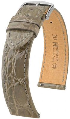 Cinturino in pelle Hirsch Genuine Croco 01808130-2, grigio, pelle di coccodrillo, Quick Release