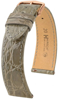 Cinturino in pelle Hirsch Genuine Croco 01808130-7, grigio, pelle di coccodrillo, Quick Release