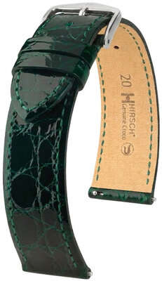 Cinturino in pelle Hirsch Genuine Croco 01808140-2, verde, pelle di coccodrillo, Quick Release