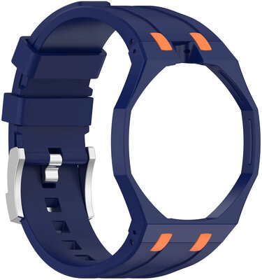 cinturino in silicone Ricardo Pinzolo (per Swatch Royal Pop), Blue, con custodia, corona a ore 12