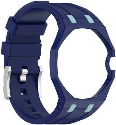 Cinturino in silicone Ricardo Pinzolo (per Swatch Royal Pop), Blue, con custodia, corona a ore 3