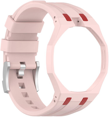 Cinturino in silicone Ricardo Pinzolo (per Swatch Royal Pop), Pink, con custodia, corona a 12h