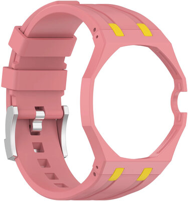 Cinturino in silicone Ricardo Pinzolo (per Swatch Royal Pop), Pink, con custodia, corona a 3h
