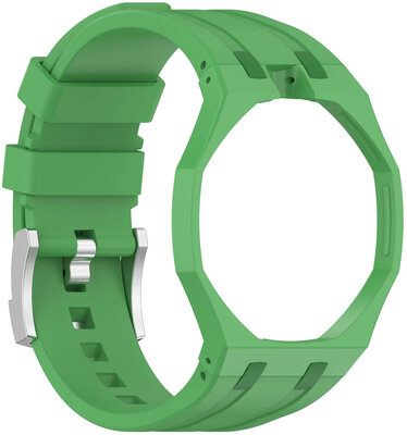 cinturino in silicone Ricardo Pinzolo (per Swatch Royal Pop), Green, con custodia, corona a ore 12