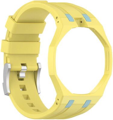 Cinturino in silicone Ricardo Pinzolo (per Swatch Royal Pop), Yellow, con custodia, corona a 12h