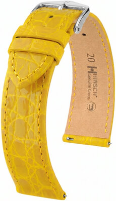 Cinturino in pelle Hirsch Genuine Croco 01808172-2, giallo, pelle di coccodrillo, Quick Release