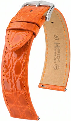 Cinturino in pelle Hirsch Genuine Croco 01808176-2, arancione, pelle di coccodrillo, Quick Release