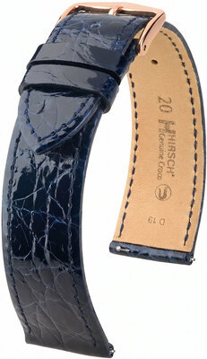 Cinturino in pelle Hirsch Genuine Croco 01808180-7, blu, pelle di coccodrillo, Quick Release