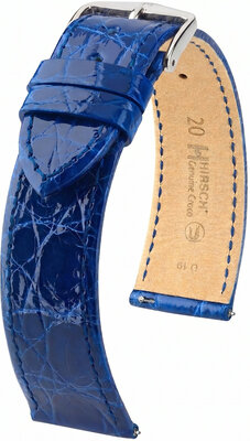 Cinturino in pelle Hirsch Genuine Croco 01808185-2, blu, pelle di coccodrillo, Quick Release