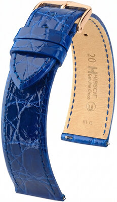 Cinturino in pelle Hirsch Genuine Croco 01808185-7, blu, pelle di coccodrillo, Quick Release
