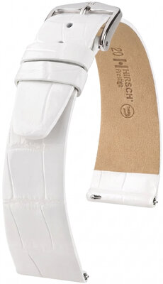 Cinturino in pelle Hirsch Prestige 02207100-2, bianco, pelle di alligatore, Quick Release