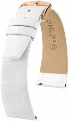 Cinturino in pelle Hirsch Prestige 02207100-7, bianco, pelle di alligatore, Quick Release