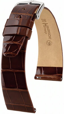 Cinturino in pelle Hirsch Prestige 02207110-2, marrone, pelle di alligatore, Quick Release