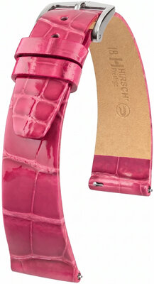 Cinturino in pelle Hirsch Prestige 02207124-2, rosa, pelle di alligatore, Quick Release