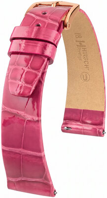 Cinturino in pelle Hirsch Prestige 02207124-7, rosa, pelle di alligatore, Quick Release