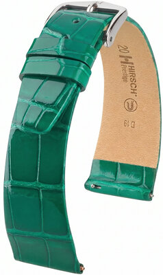 Cinturino in pelle Hirsch Prestige 02207140-2, verde, pelle di alligatore, Quick Release