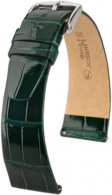 Cinturino in pelle Hirsch Prestige 02207141-2, verde, pelle di alligatore, Quick Release